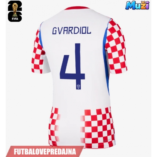 Lacne Muži Futbalové dres Chorvátsko Josko Gvardiol #4 MS 2026 Krátky Rukáv - Domáci